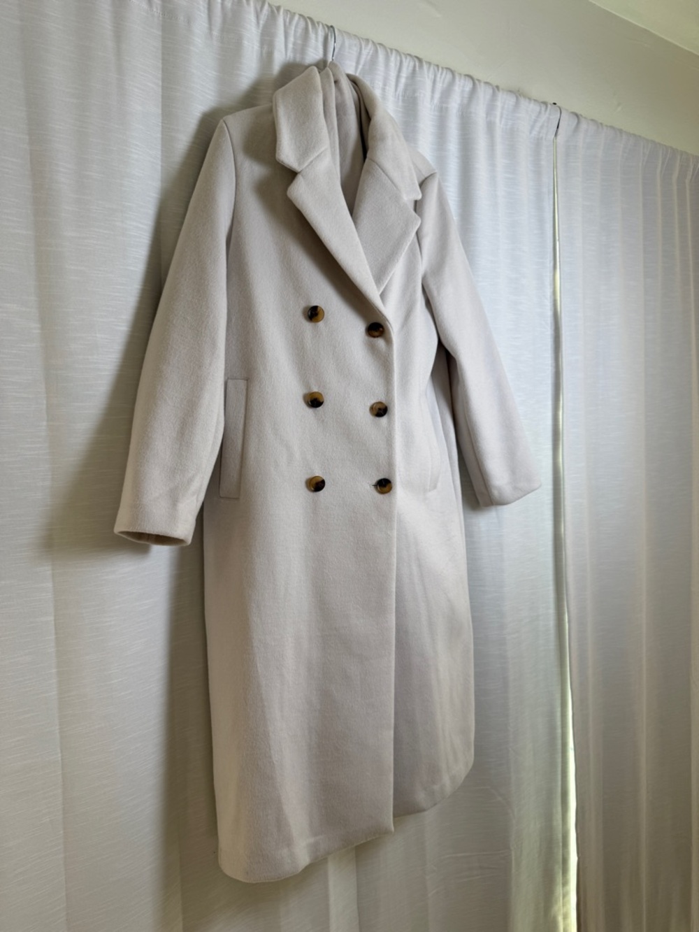 House of Harlow 1960 Ivory Wool Blend Coat Scarf Included Long Coat Chic Size M - Picture 5 of 14